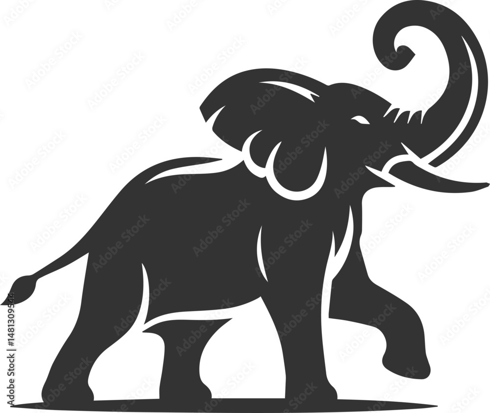 Fototapeta premium Large animal elephant vector silhouette