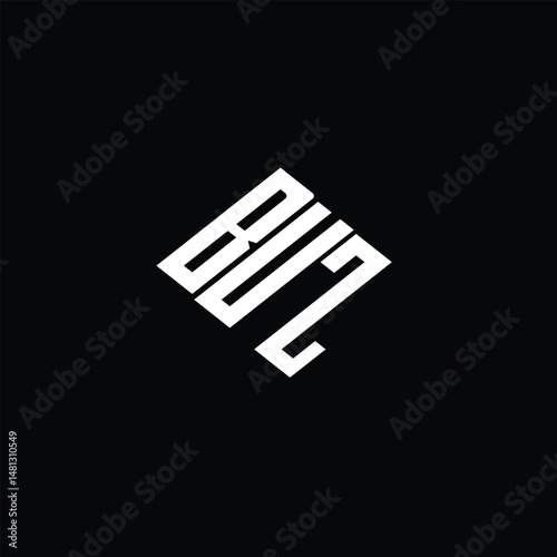 BUZ letter logo design on black background.