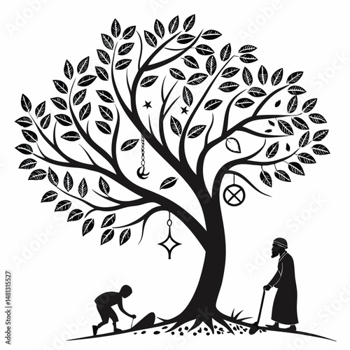 depict-a-black-silhouette-vector-of-a-lineage-tree.eps
