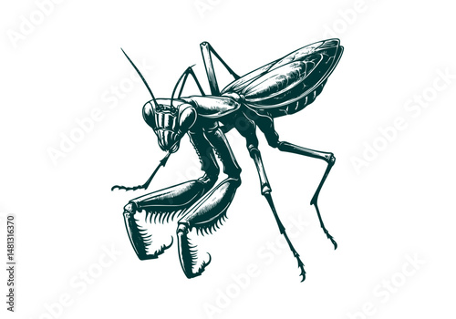Mantis Hand Drawn Natural Illustration Vector Isolated by AZ for Books, Arts, Design and Decoration Graphic Asset