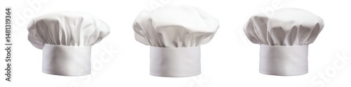 Three Chef Hats On A White Background