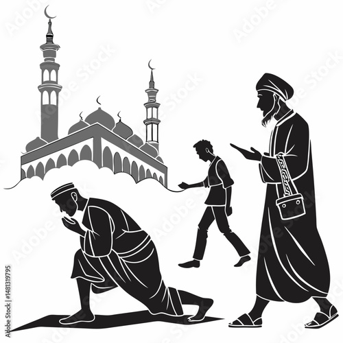design-a-black-silhouette-vector-linking-the-hajj-.eps