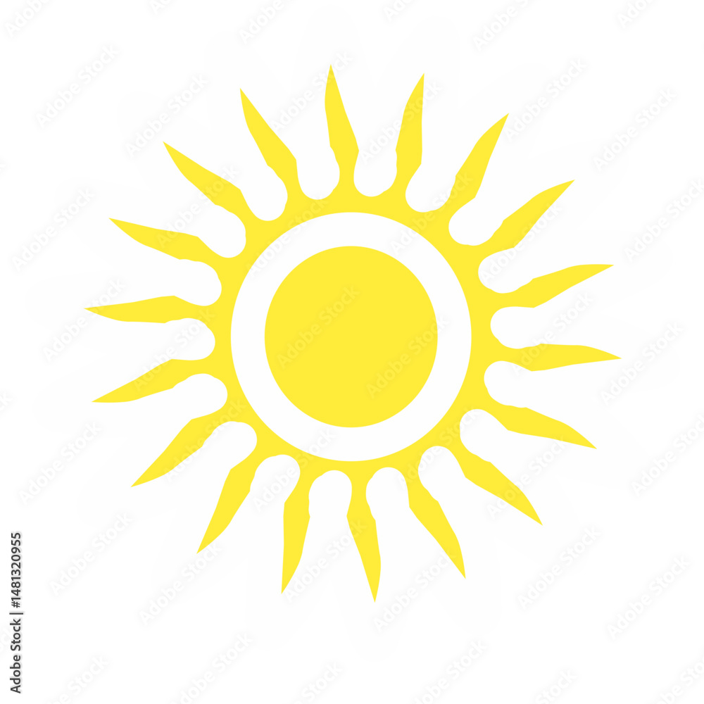 Bright Yellow Sunburst Icon for Summer and Warmth Bright Yellow Sunburst Icon for Summer and Warmth