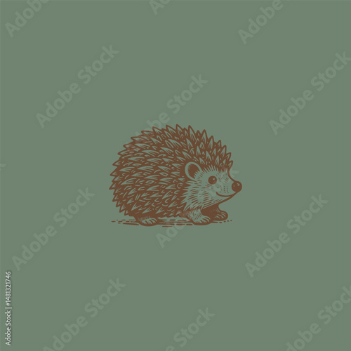 Hedgehog logo with carved design style template