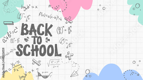 Back to School Book Paper Doodles Illustration. Back to School background with Book Paper and school supplies Doodles. Back to School Banner.