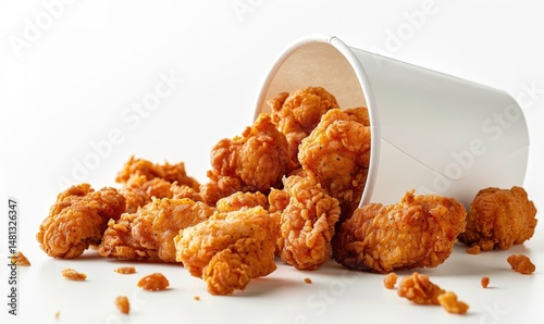 crispy and delicious fried chicken food poster wallpaper and plain background Generate AI