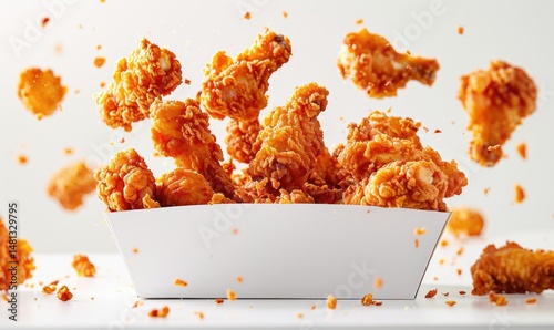crispy and delicious fried chicken food poster wallpaper and plain background Generate AI
