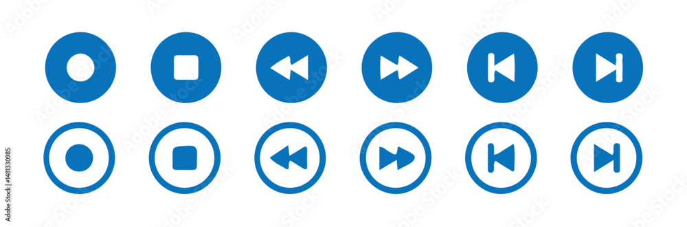 Media Player Buttons icon set, Play and pause buttons sign isolated on white background.Design media player symbol. vector illustration eps 10. Media Player Buttons icon set, Play and pause buttons sign isolated on white background.Design media player symbol. vector illustration eps 10.