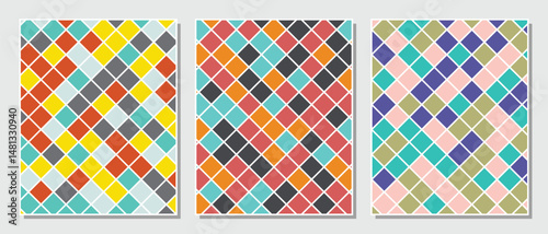 Abstract simple set colorful rectangles pattern background.
