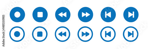 Free Download Media Player Buttons icon set, Play and pause buttons sign isolated on white background.Design media player symbol. vector illustration eps 10. - GFXLoad