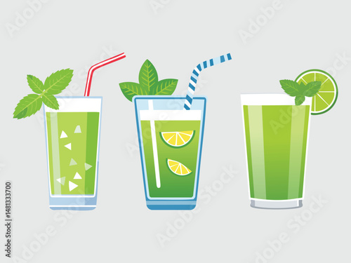 vector illustration of a lebanese drink Mint Lemonade (Fresh Lemonade Blended with Mint)