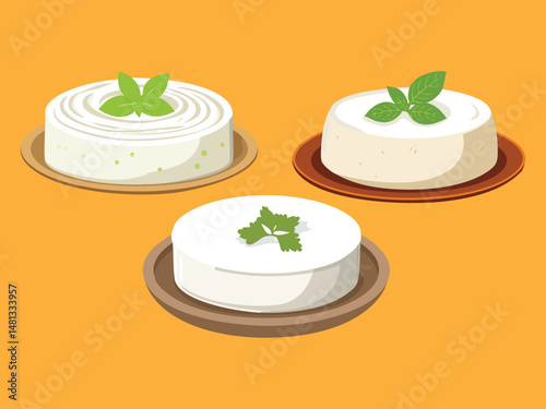 vector illustration of a lebanese food Akkawi (Mild White Cheese Often Used in Pastries)