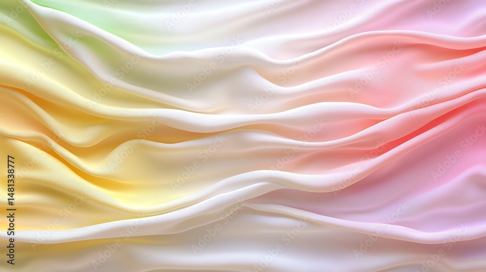 Fototapeta premium Colorful Silk Fabric Draped in Waves