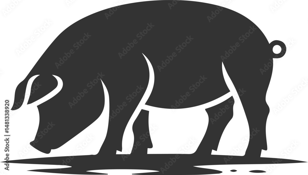 Fototapeta premium Cute animal pig drawing vector silhouette