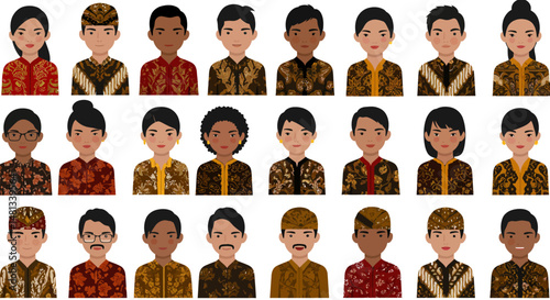 Diverse Indonesian Individuals in Traditional Batik Attire