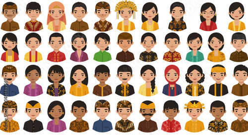 Diverse Indonesian Portraits in Traditional Attire