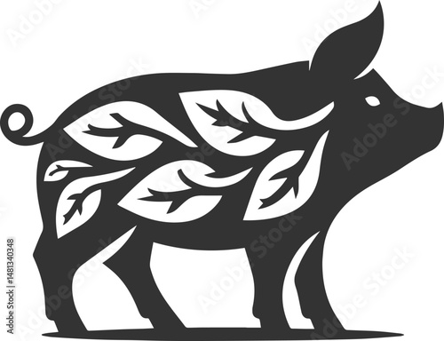 Wallpaper Mural Cute animal pig drawing vector silhouette Torontodigital.ca