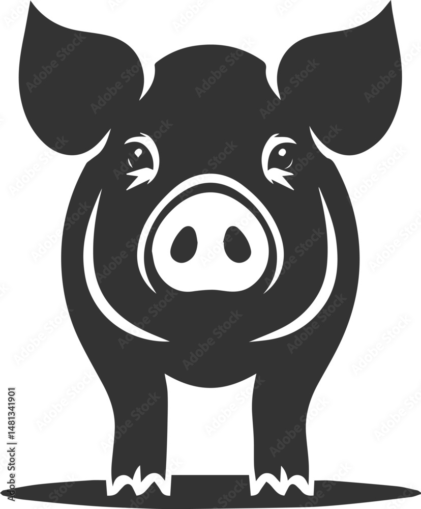 Fototapeta premium Cute animal pig drawing vector silhouette