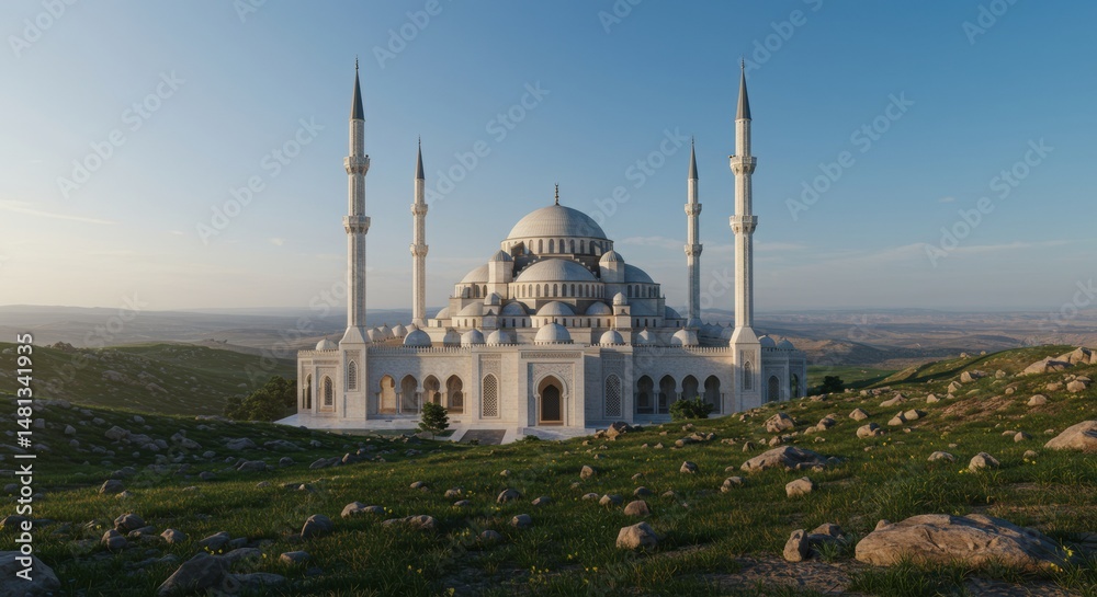 Naklejka premium Majestic white building under blue sky