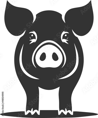 Cute animal pig drawing vector silhouette