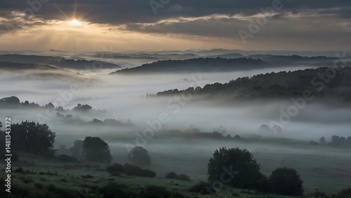 misty morning in the mountains