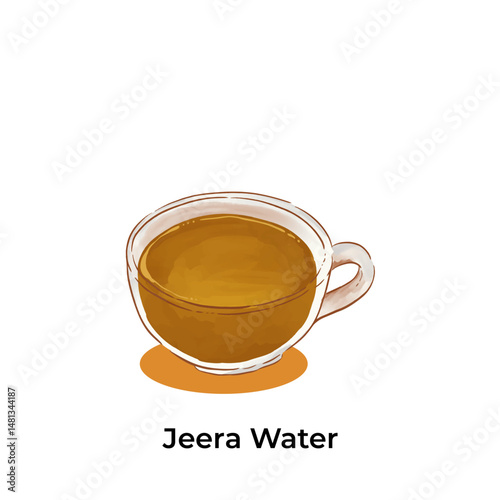 Realistic illustration of traditional Indian beverages Jeera Water