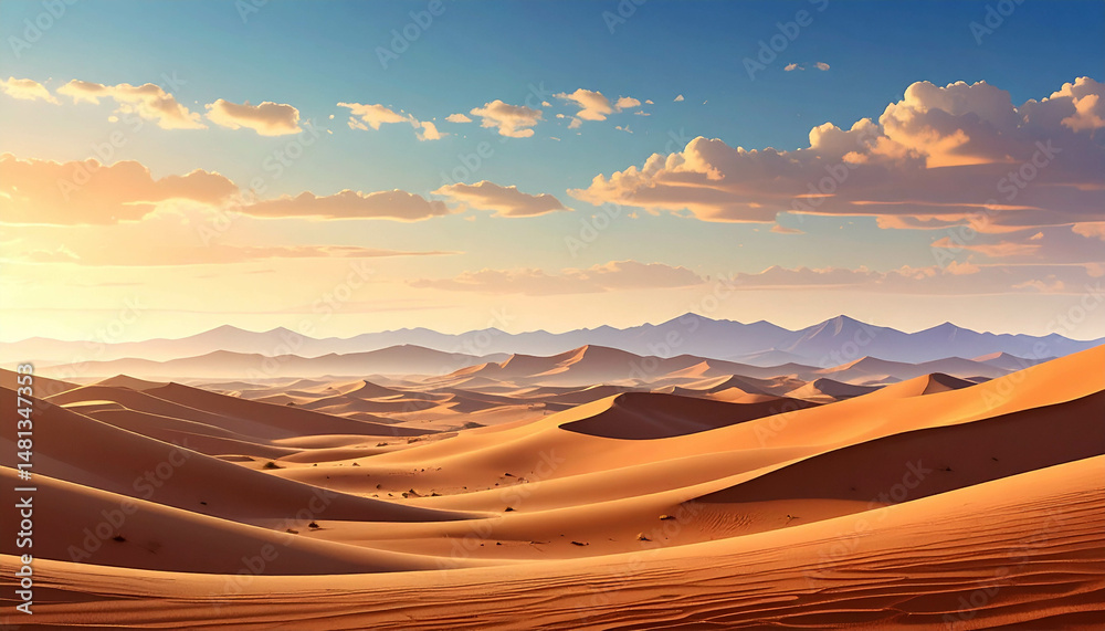 Fototapeta premium desert horizon with soft heat shimmer, muted clay tones, spiritual and expansive