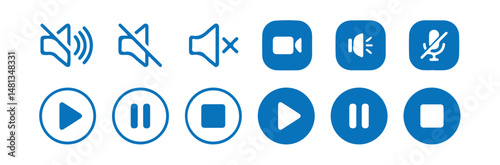 Media player icon set. Video and audio player buttons. Player interface.Media player control icon set, multimedia symbols and audio. vector illustration eps 10.