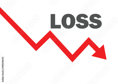 Business Arrow Going Down with Loss Sign