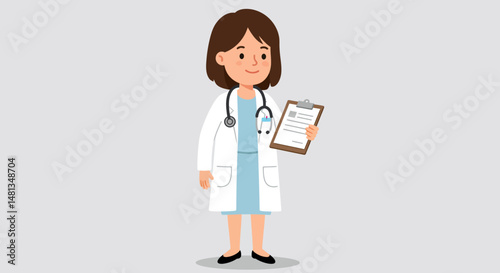 Profile View of a Female Doctor in a White Coat