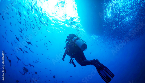 Wallpaper Mural 青い海を泳ぐダイバー Torontodigital.ca