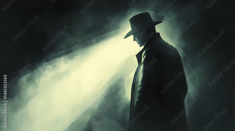 Fototapeta premium mysterious detective wearing trench coat