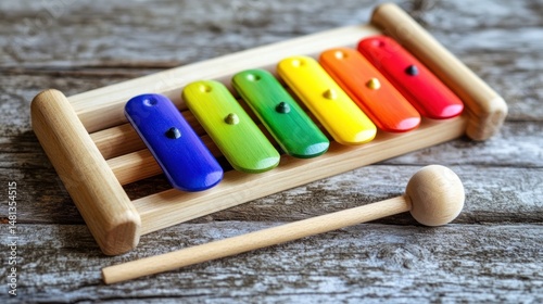 Colorful wooden xylophone toy photo