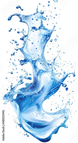 Water splash in vibrant blue