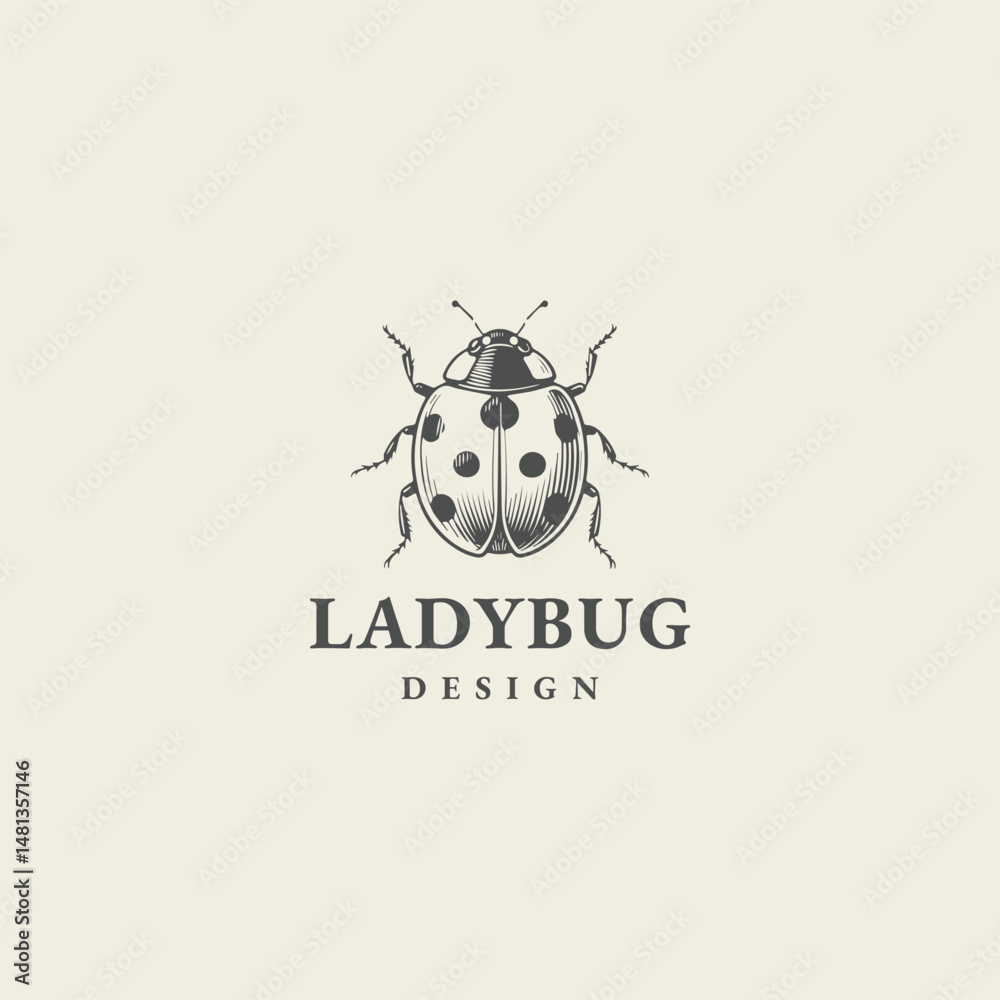 Fototapeta premium Ladybug logo with engraving design style template