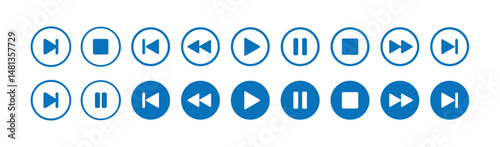 Media player icon. play symbol signs.play and pause buttons icon set.elements for video streaming app.vector illustration eps 10.