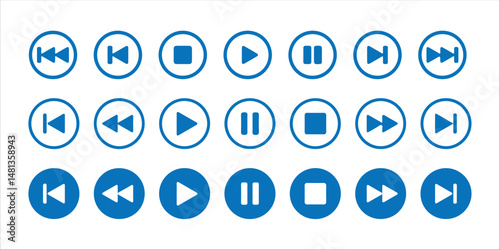 Media player icon. play symbol signs.play and pause buttons icon set.elements for video streaming app.vector illustration eps 10.