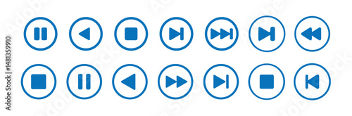 Media player icons set. Collection of multimedia icon,. Play, pause, stop, record, forward, rewind. Vector illustration eps 10.