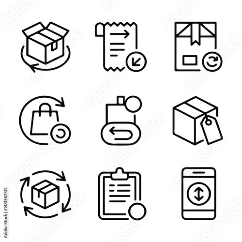Return Policy Icon Set. Vector Illustration Set of E-commerce and Shipping Icons
