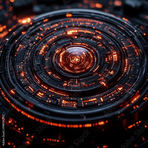 Wallpaper Mural Glowing circular tech device with intricate details Torontodigital.ca