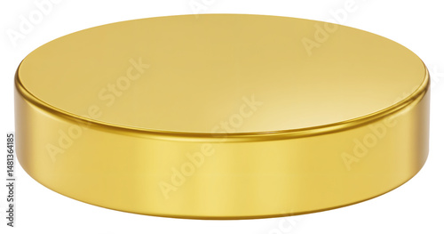 Solid Gold Hockey Puck on White Background Display