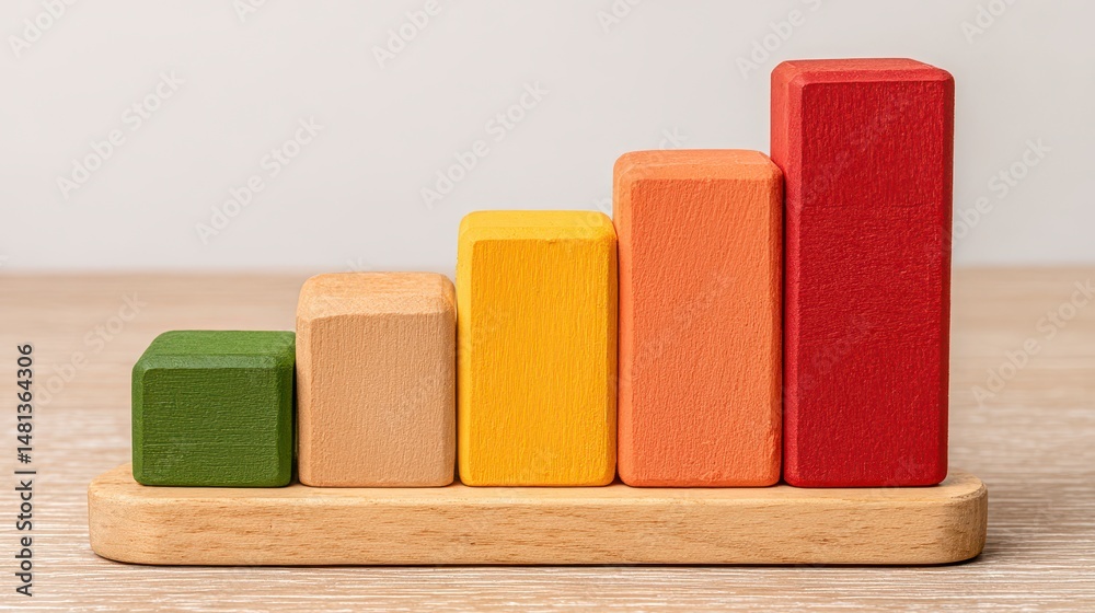 Colorful Wooden Blocks Chart Growth Success Progress Strategy