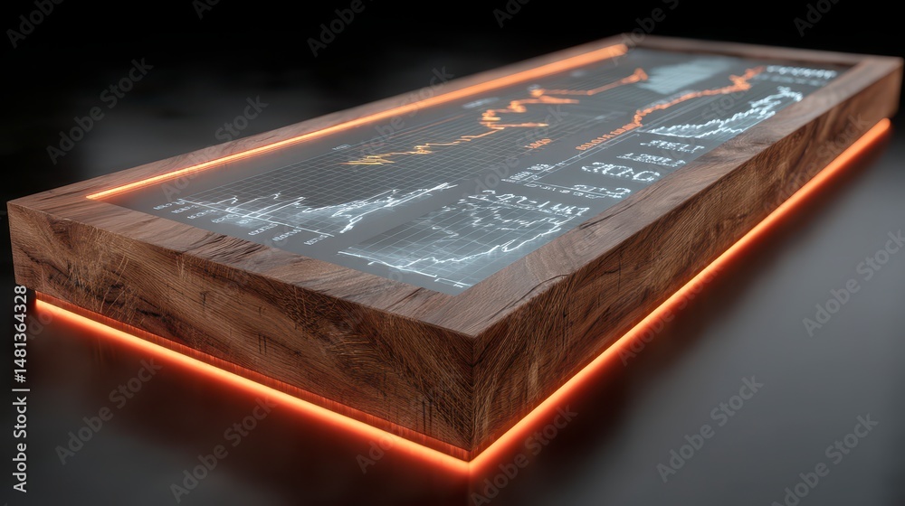 Investment Dashboard Stock Market Data Financial Charts Growth Analysis Wooden Frame