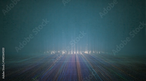 Obraz na płótnie Abstract Digital Landscape Futuristic AI Technology Background w salonie