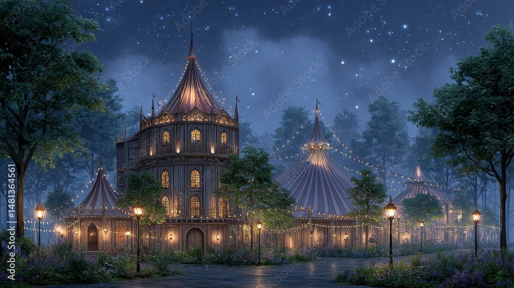 Enchanting Night Circus Fairytale Tent Stars Lights
