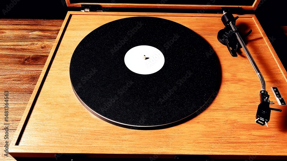 Vintage Turntable Vinyl Record Player Retro Audio Music Home Entertainment Minimalist