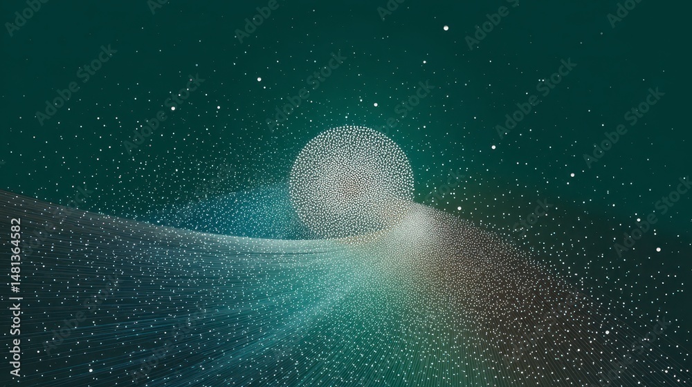 Abstract Data Flow AI Big Data Quantum Computing Illustration