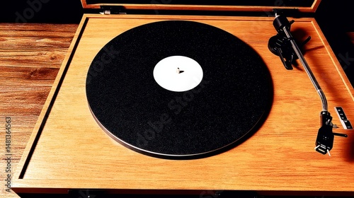 Obraz na płótnie Vintage Turntable Vinyl Record Player Retro Audio Music Home Entertainment Minimalist w salonie