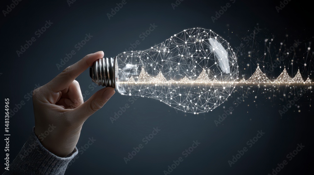 Innovation Technology Idea Light Bulb Hand Energy Future Network Concept