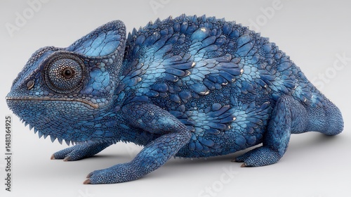 Obraz na płótnie Stunning Blue Chameleon Detailed Reptile Exotic Animal 3D Render Wildlife Photography w salonie